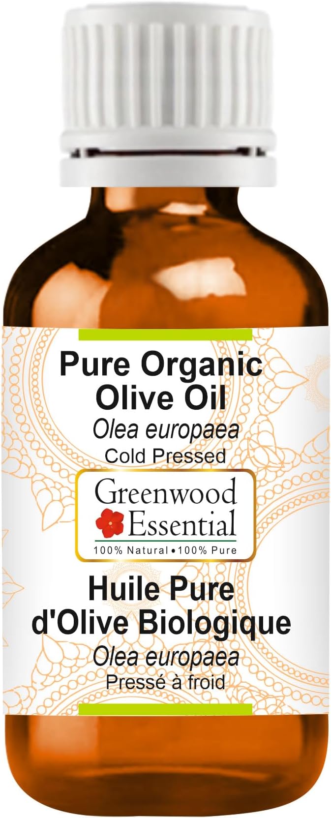 Greenwood Essential Olive Oil (Olea europaea) | Cold Pressed | Natural | Undiluted | for Diluting Essential Oils | for Hair, Skin & Massage | Men & Women | 50ml (1.69 oz)