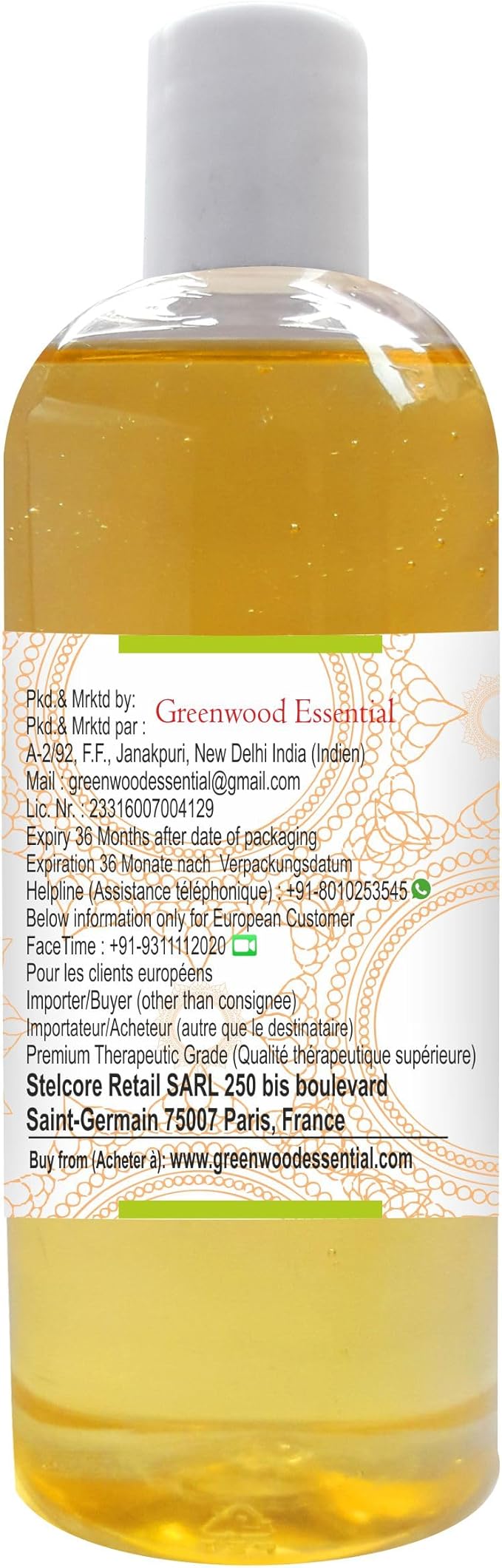 Greenwood Essential Arnica Oil (Arnica montana) | Infused | Pure | Non-Sticky | Lightweight | For Massage Preparations | Natural | Ayurvedic | For Men & Women | All Skin Types | 200ml (6.76 oz)