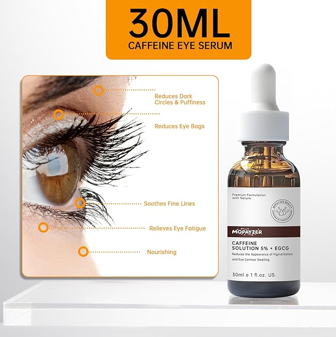 Caffeine Solution 5% + EGCG, Caffeine Eye Serum For Face, 30 ML/ 1 PCS Moisturizing Under Eye Solution For Reduces Dark Circles & Puffiness.
