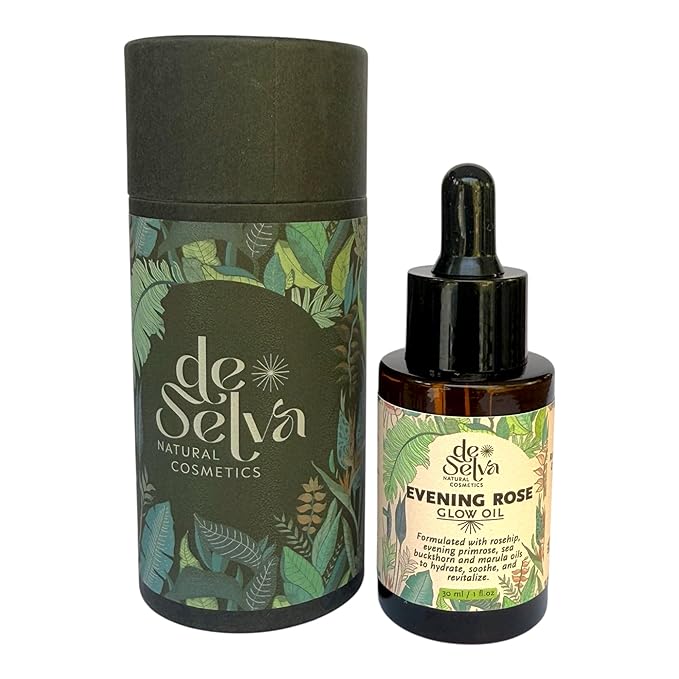 DeSelva Evening Rose Glow Oil – Hydrating Face Oil with Squalane, Rosehip & Marula Oil | Lightweight & Nourishing for All Skin Types | Floral Rose Scent | 1 fl oz