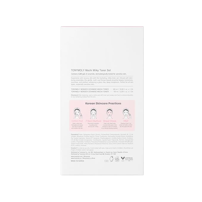 TONYMOLY Wonder Ceramide Mochi Milky Toner Set – Korean Hydrating Toner with Ceramides, Hyaluronic Acid & Cica – Barrier Repair, Glass Skin Hydration – Jumbo 500ml + 100ml Travel Size (Value Size Duo)