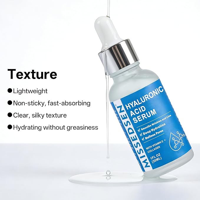 Hyaluronic Acid Serum with Collagen Vitamin E Oil for Skin Care, Hydrating, Brightening Serum for Face anti aging for All Skin Types Daily Use 1Fl oz