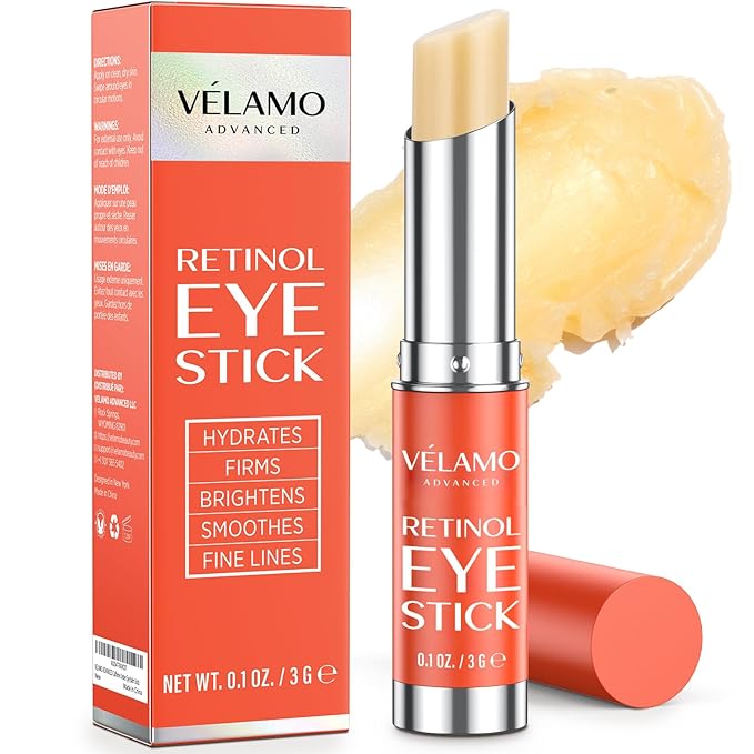 VELAMO ADVANCED Retinol Eye Stick: Renewing & Firming Under Eye Balm for Dark Circles, Puffiness, Fine Lines & Wrinkles - Travel Essentials, Portable & Perfect for On-the-go Use, 0.1 OZ/3g