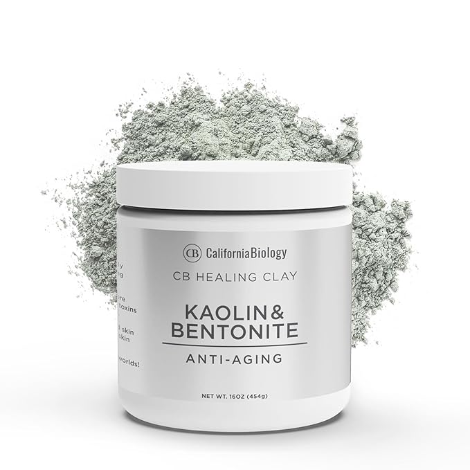 California Biology Kaolin & Calcium Bentonite Clay | Indian Healing Clay for Face & Body | Deep Pore Cleansing Facial Mask & Clay Body Scrub | Natural Skin Care Mask | 16 oz