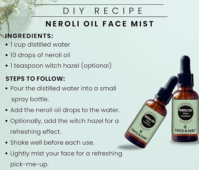 Earth N Pure Neroli Essential Oil Natural and Therapeutic Grade with Glass Dropper 15 ml
