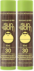 Sun Bum SPF 30 Sunscreen Lip Balm | Vegan and Hawaii 104 Reef Act Compliant (Octinoxate & Oxybenzone Free) Broad Spectrum Natural Lip Care with UVA/UVB Protection |Kiwi Flavor| .15 oz (Pack of 2)