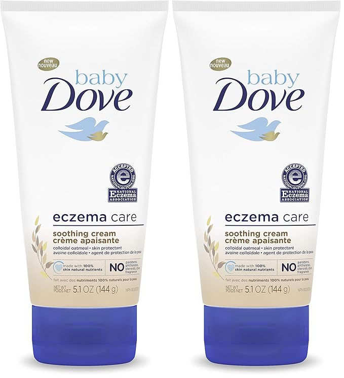 Baby Dove Soothing-Cream To Soothe Delicate Baby Skin Eczema Care No Artificial Perfume or Color, Paraben Free, Phthalate Free 5.1 oz (Pack of 2)