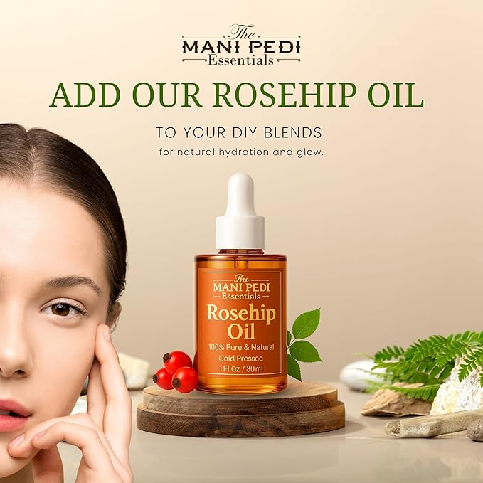 Rosehip Oil for Face. 100% Pure, Natural, Cold-Pressed & Organic. Natural wealth of vitamins that help nourish & hydrate your skin - 1 Fl Oz