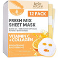 By Nature POP + BLEND Fresh Mix Vitamin C Collagen Sheet Mask – DIY Facial Treatment for Firming & Hydrating Skin with Kakadu Plum & Vitamin E – Pack of 12
