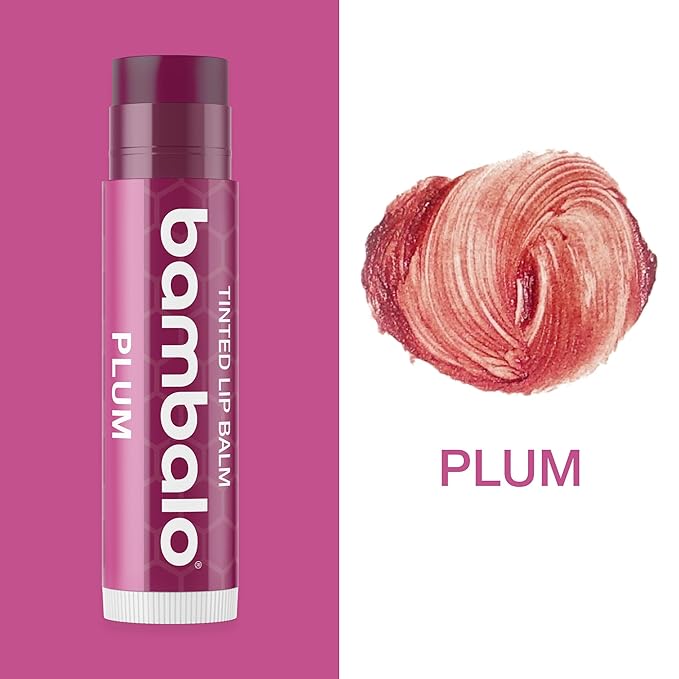Tinted Lip Balm Plum 2-Pack - Hydrating Moisturizing Care - Sheer Berry Tint - Natural Organic Formula - Nourishing Smooth Finish - Made in USA