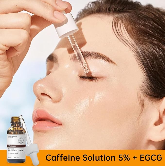 Caffeine Solution 5% + EGCG, Caffeine Eye Serum For Face, 30 ML/ 1 PCS Moisturizing Under Eye Solution For Reduces Dark Circles & Puffiness.