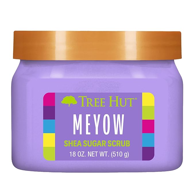 Tree Hut Meyow Shea Sugar Scrub, Exfoliating, Hydrating & Moisturizing Body Scrub with Shea Butter & Nourishing Essential Oils, Smooth & Soften Skin, Limited Edition Scent, 18 oz