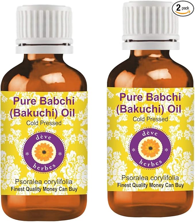 dève herbes Babchi (Bakuchi) Oil (Psoralea corylifolia) | Cold Pressed | Pure | Natural | For Diluting Essential oils | For Skin & Massage | Non-Sticky | Lightweight | Unisex | 100ml X 2 (6.76 oz)