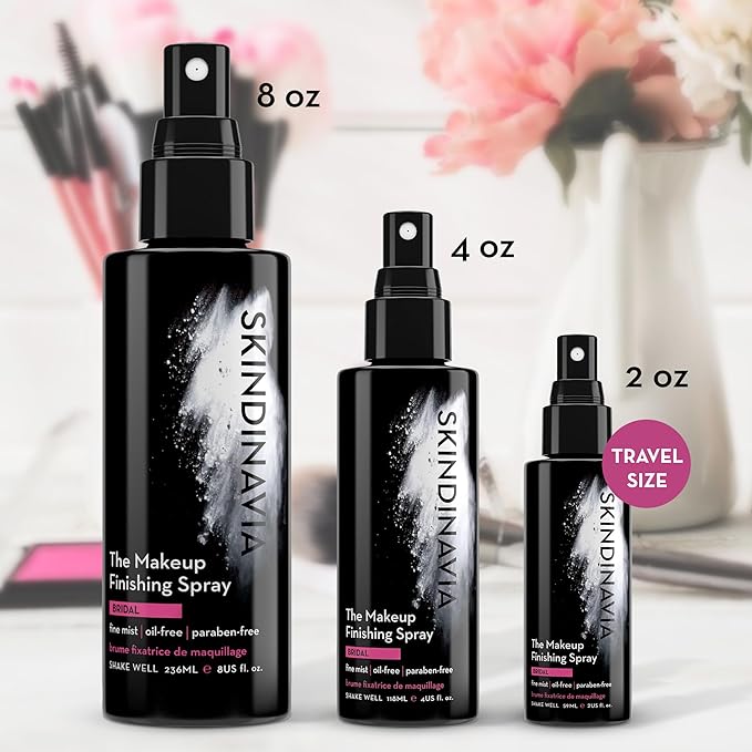 Skindinavia The Makeup Finishing Spray, Bridal Makeup Cooling Setting Spray, All-Day Wear, Long-Lasting Up to 16+ Hours, Heat-Resistant & Waterproof, Wedding Day, Bridal Shower Gift, 2.0 Oz