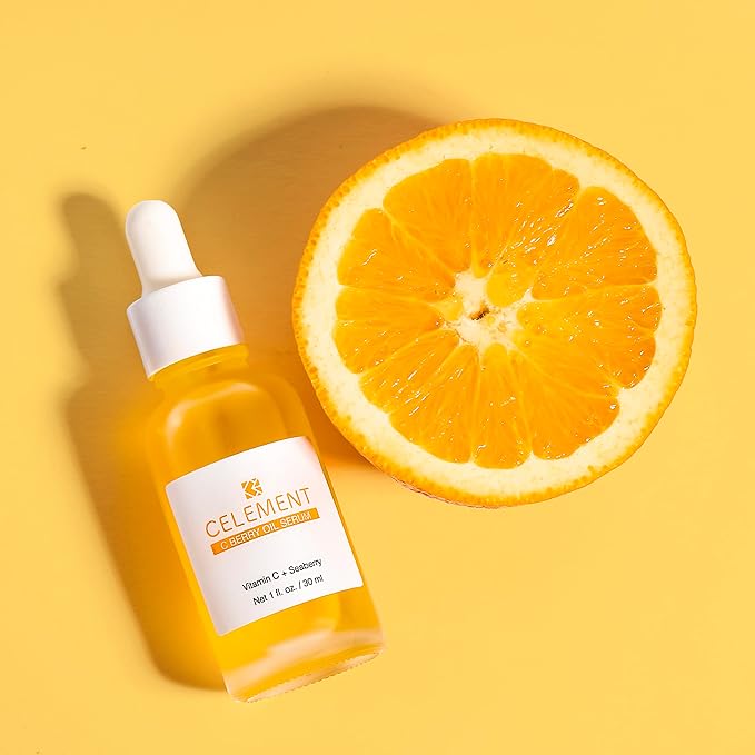 C Berry Oil Serum with Vitamin C, Sea Buckthorn, Rosehip, Jojoba, Squalane - Reduces Hyperpigmentation, Age Spots, Scars, Fine Lines - Nail and Cuticle Treatment - Glowing Skin, 1 fl. oz
