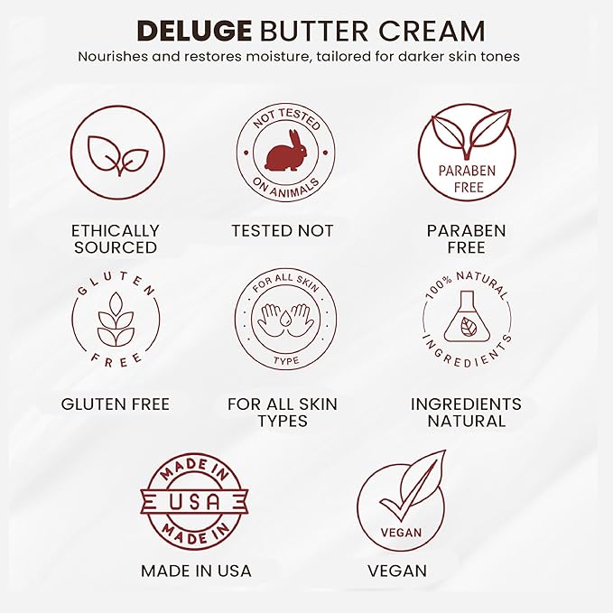 DELUGE juicy citrus Body Butter for Women & Men – 100% Organic Body Butter for Dry Skin - USA Made Natural Body Butter with Long Lasting Hydration & Non-Greasy Finish (6 FL OZ)
