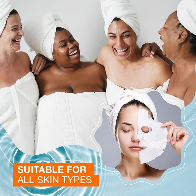 Natural Chemist Vitamin C & Collagen Sheet Face Mask - Brightening, Anti-Aging, Skin Nourishing, Moisturizing, Dermatologist Tested, Cruelty Free Korean Skin Care For All Skin Types - 20 Masks