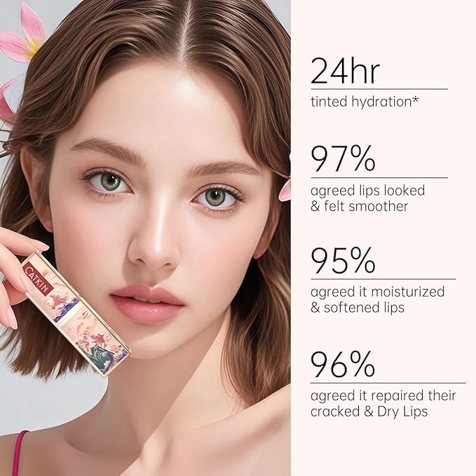 CATKIN Lip Balm Color Changing Lipstick Ultra Hydrating Lip Moistrurizer with Vitamin E Nourishing For Cracked & Dry Lips 0.12 oz C21