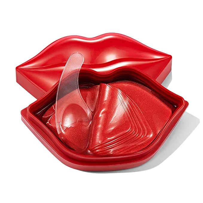 20Pcs Lip Mask Sheet,Red Cherry Moisturizing Plumping Lip Patches, Gel Treatment Lip Masks for Dry Lips Plump Lip Collagen Overnight Sleeping Lip Pads Patches（Red）