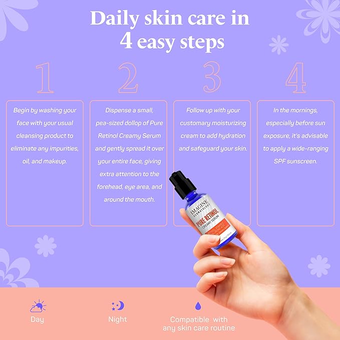Pure Retinol Creamy Serum LARGE 2oz with Hyaluronic Acid and Vitamin E | Pure Retinol Serum For Face - Unmatched G3L Delivery System - Moisturizer | Made in USA - 2 fl oz/59.4 ml