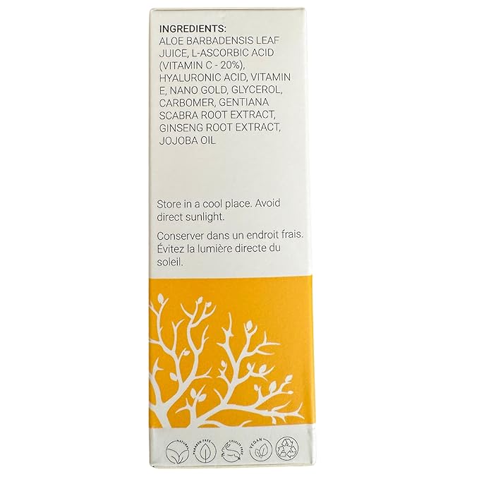 Organic Vitamin C Face Serum with 24K Gold Flakes, Hyaluronic Acid, Vitamin E - Vit C Facial Serum - Acne Scar Treatment, Dark Spot Corrector, Anti Aging & Brightening - Formulated in San Francisco