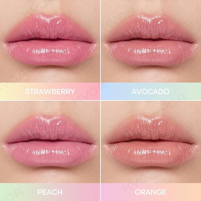 KYDA 4 Colors Color Changing Tinted Lip Balm, with Fruit Interlayer, Hydrating Tinted Lipstick, Daily Lip Moisturizer with Deep Nourishing, Buildable Natural Gloss Finish, Vegan Lipstick