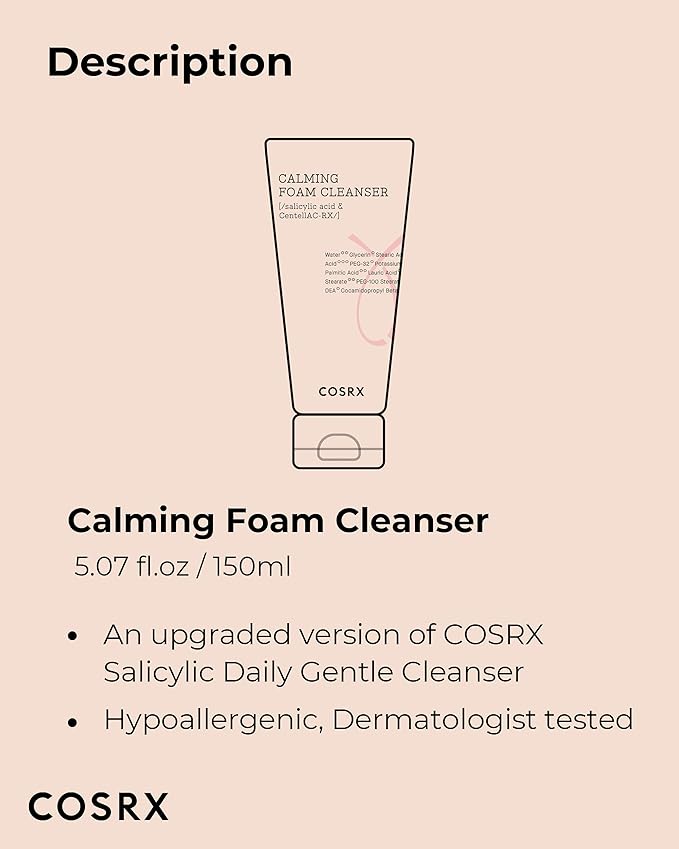 COSRX AC Collection Calming Foam Cleanser, 150ml / 5.07 fl.oz | Salicylic Acid Acne Cleanser | Animal Testing Free, Paraben Free, Korean Skin Care