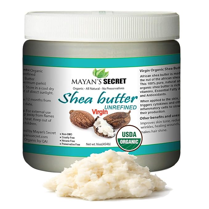 Mayan's Secret Organic Shea Butter USDA Certified, Raw, Unrefined, Ivory from Ghana Africa, Amazing for Skin Elasticity, Stretch Marks and body