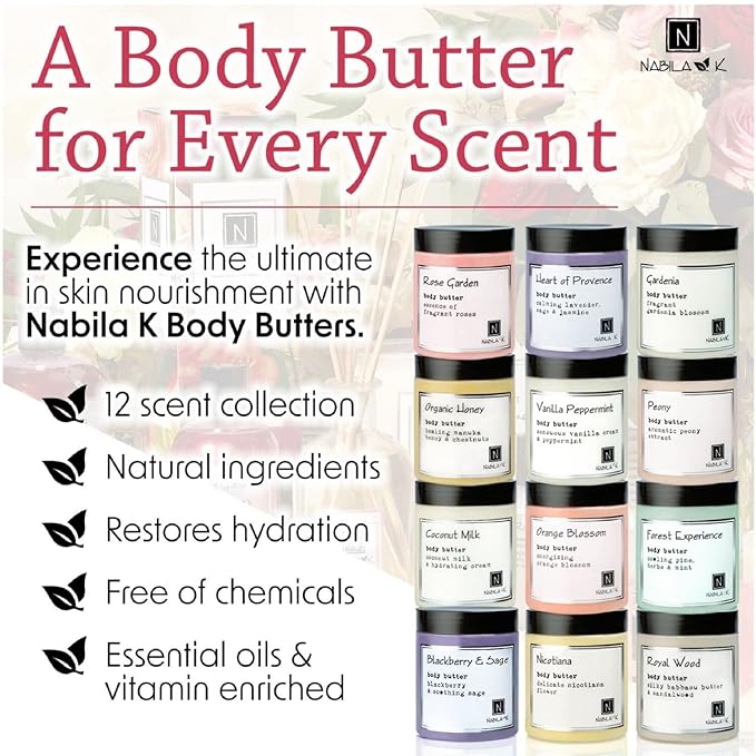 Nabila K Body Butter - Daily Moisturizer for Body Care - Skin Hydrating Deep Moisturizing - Natural Ingredients - Coconut Milk - 9 oz