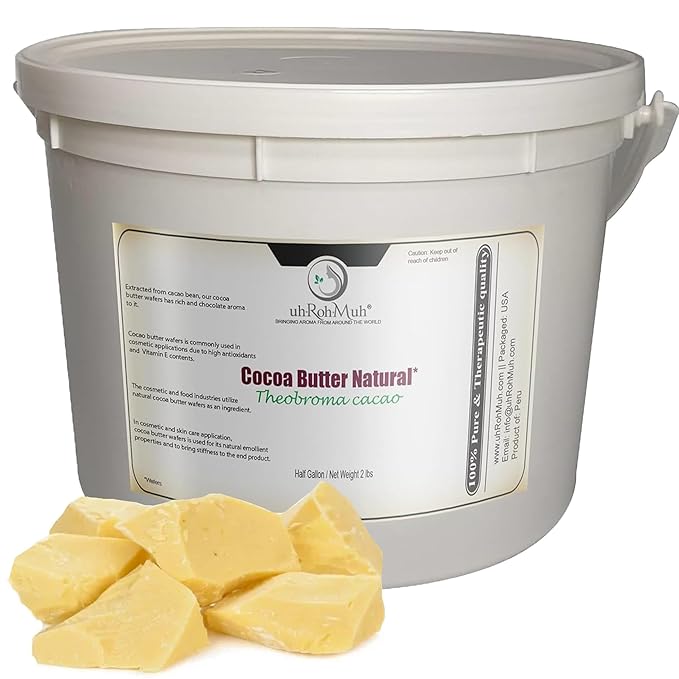 Premium Cocoa Butter Wafers from Peru - 100% Pure & Natural - Rich Aroma & Nourishing - Ideal for Handcrafted Bath and Beauty Products Net Wt: 0.9kg/2lb