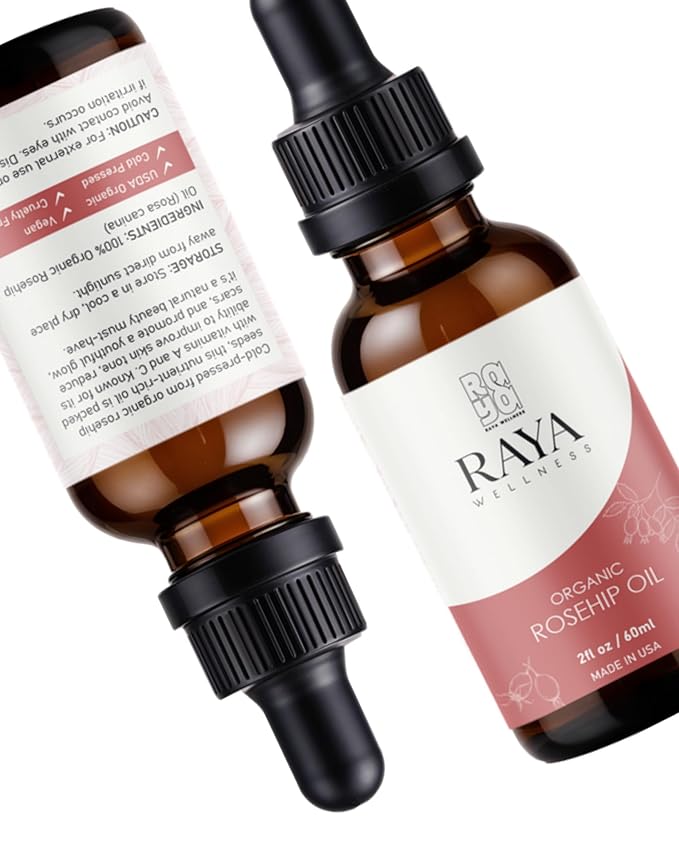 USDA Organic Rosehip Seed Oil - Cold Pressed - Made In USA - Glass Bottle - 2 fl oz (60 ml)