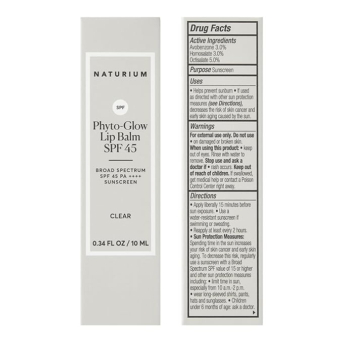 Naturium Phyto-Glow Lip Balm SPF 45 | Hydrating Gloss with Broad Spectrum Sunscreen | 0.34 FL OZ / 10 mL, Clear