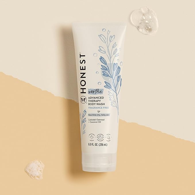 The Honest Company Eczema Soothing Therapy Cleansing Body Wash, Naturally Derived Gentle for Baby, Prebiotics Colloidal, Oatmeal, 8 oz