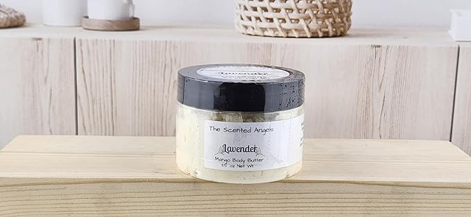 TSA Handmade Whipped Mango Lavender Body Butter Cream, Luxury Body Lotion for Dry Skin, Daily Moisturizing Shea Butter, Sunflower Oil, Mothers, Fathers, Women, Men, Teens, 3.5 oz Jar