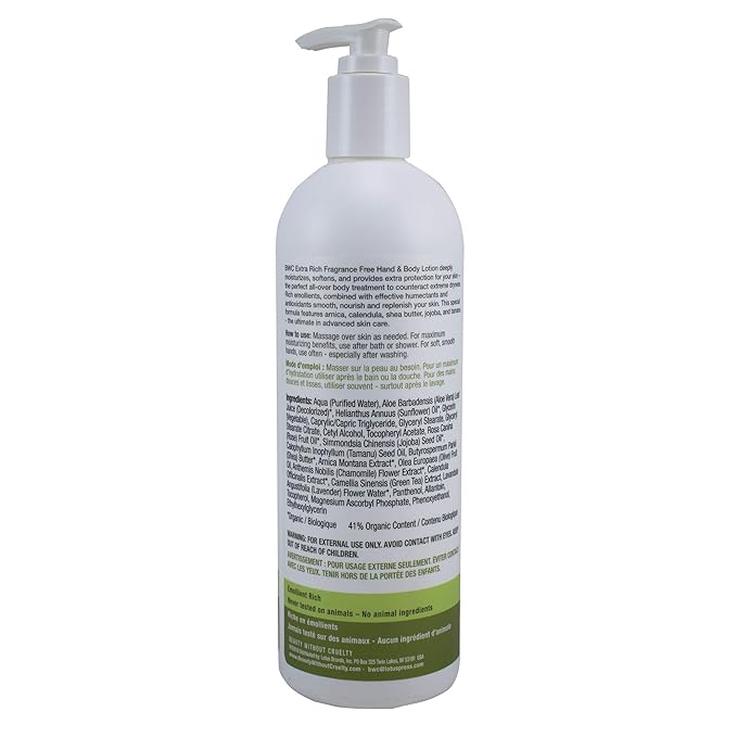 Beauty without Cruelty Extra Rich Fragrance Free Hand and Body Lotion - 16 fl oz