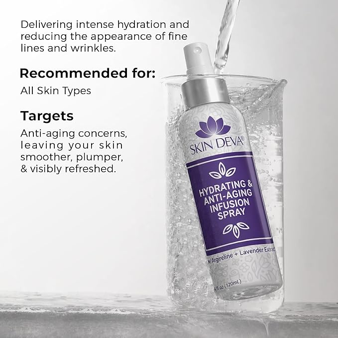 SKIN DEVA Hyaluronic Acid & Argireline Facial Spray – Hydrating Face Mist with Lavender Extract – Helps Improve the Appearance of Fine Lines – Lightweight Moisture Boost for All Skin Types (Lavender)