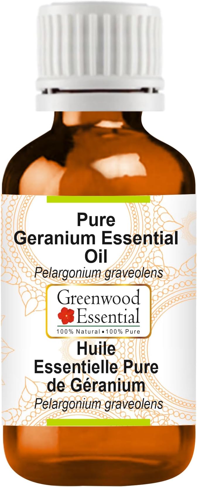 Greenwood Essential Pure Geranium Essential Oil (Pelargonium graveolens Steam Distilled 100ml (3.38 oz)