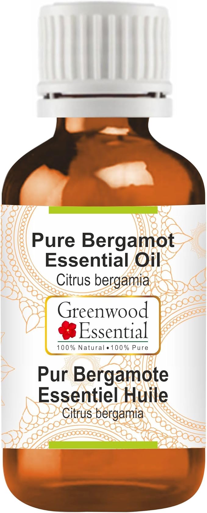 Greenwood Essential Bergamot Essential Oil (Citrus bergamia) Pure | Non-Sticky | Non-Greasy | Lightweight | Men & Women | All Skin Types | Steam Distilled 30ml (1 oz)