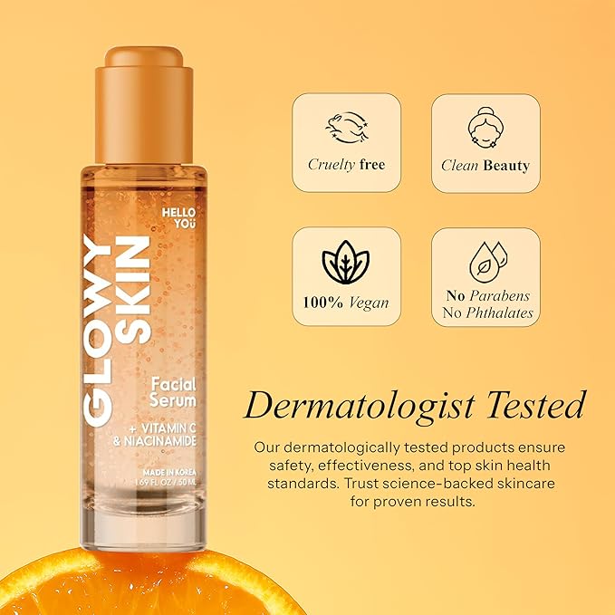 Hello You Vitamin C Serum For Face With Niacinamide – Dermatologist Tested, Korean Skin Care – Supports Glowy Skin, Enhances Tone & Smooths Texture For A Youthful Looking Complexion – Vegan 1.69 Fl Oz