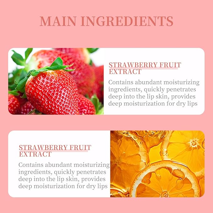 MOND'SUB Lip Sleeping Mask,Overnight Dry Damaged Lip Nourishment,Moisturizer for Plump, Smooth Lips,Hydrating Lip Balm Care with Fruit Extracts,Dual-Color Strawberry & Vitamin C