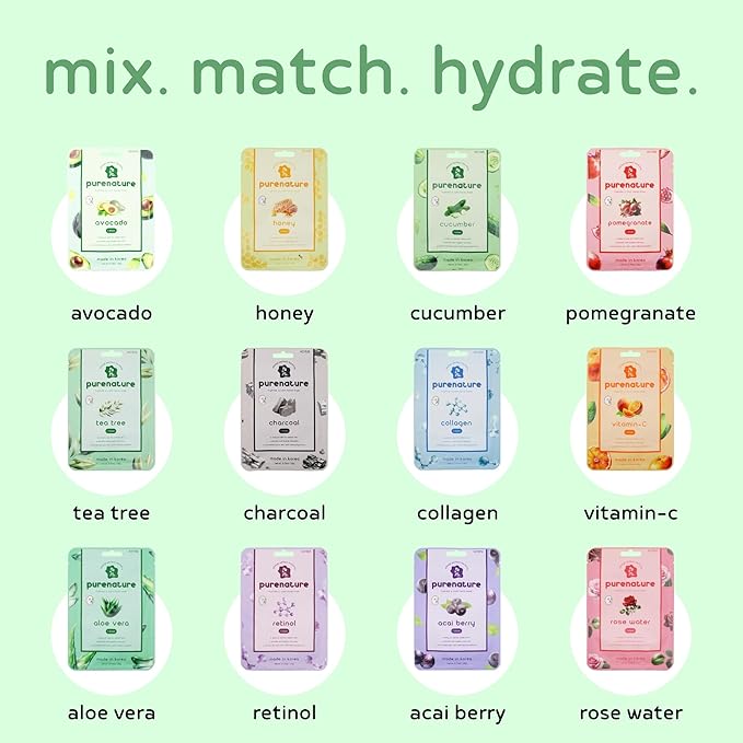 PB & JAY Purenature Facial Mask – Premium Quality Korean Sheet Mask for Sensitive Skin – Korean Collagen Essence Calming Facemask Sheet (Aloe Vera)
