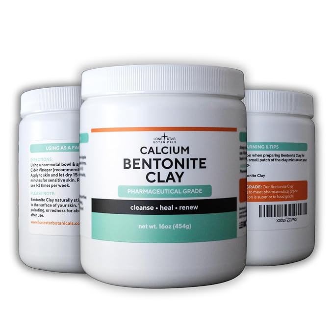 Calcium Bentonite Clay Healing Powder - Pure Pharmaceutical - Face, Body & Hair Mask, Natural Mud Masks, Deep Pore Cleansing for Health & Beauty
