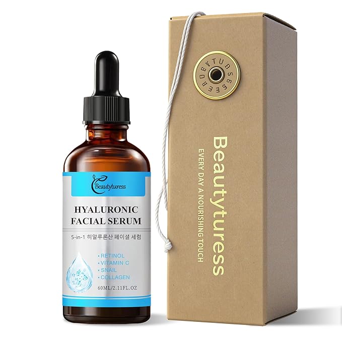 Hyaluronic Acid Facial Serum with Retinol, Vitamin C, Snail Mucin & Collagen-2 fl.oz-Intense Hydration & Balancing Essence -Age-Defying & Enhancing Formula-Daily Skin Care for a Plump, Dewy Complexion