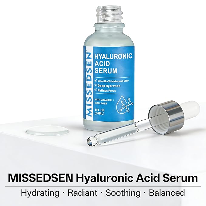 Hyaluronic Acid Serum with Collagen Vitamin E Oil for Skin Care, Hydrating, Brightening Serum for Face anti aging for All Skin Types Daily Use 1Fl oz