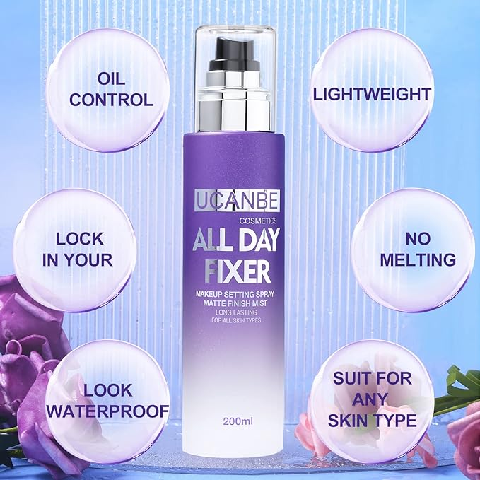 UCANBE Makeup Setting Spray - 2PC Set Matte Finishing Spray, Long Lasting Oil Control Make Up Spray, Lightweight Hydrate Face Mist for Face