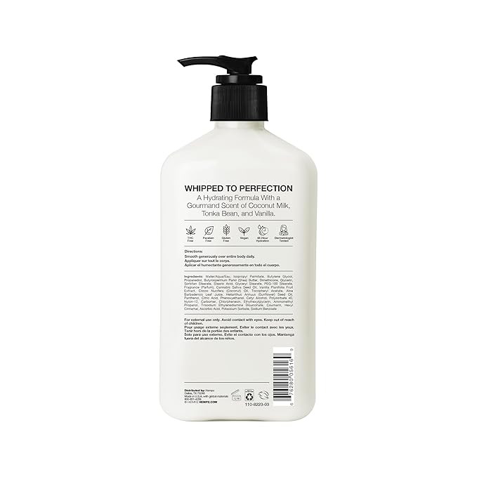 Hempz Whipped Vanilla & Coconut Cream Body & Hand Lotion, Vegan Formula, for Men or Women, 17 oz.
