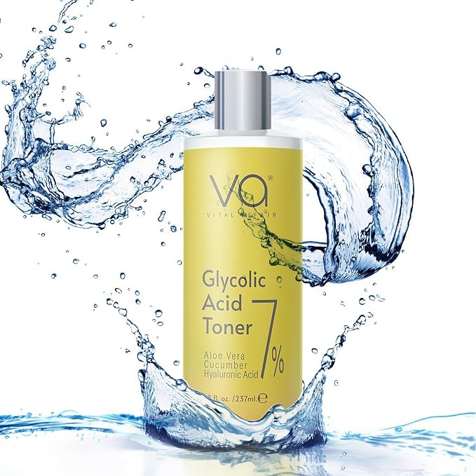 Glycolic Acid Toner for Face - Age Defying, Pore Minimizer for Face, Exfoliating Toner - with Aloe Vera, Cucumber, Hyaluronic Acid - AHA Toner - Alcohol Free Toner-for All Skin Types-By Vital Affair.