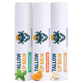 Moisturizing Tallow Lip Balm – Grass-Fed Beef Tallow with Organic Coconut Oil, Beeswax, and Vitamin E – Lip Balm Set – Variety Pack – Travel Essential – 3-Pack
