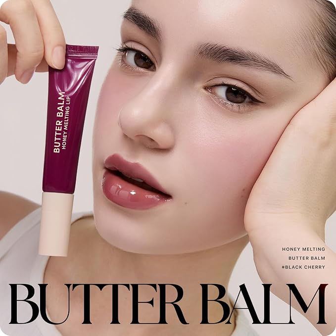 Nature Republic Honey Melting Lip Butter Balm – Hydrating Tinted Balm with Peptides, for Sheer & Glossy, Smooth & Soft Lips (BLACK CHERRY)