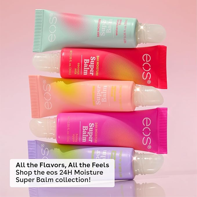 eos 24H Moisture Super Balm - Raspberry Kiwi Splash, Day or Night Lip Treatment, Made for Sensitive Skin, Lip Balms & Moisturizers, 0.35 fl oz (Pack of 2)